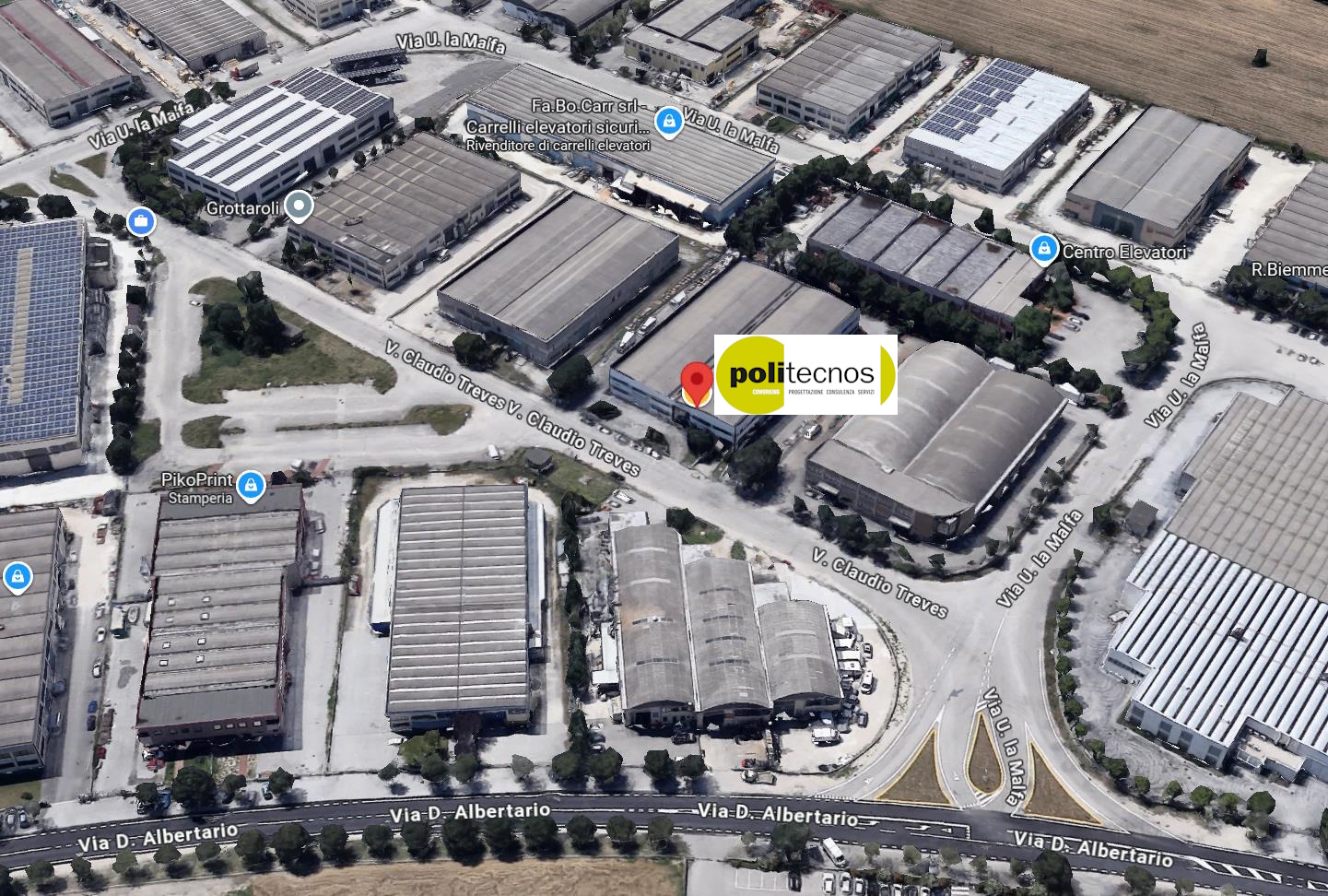Mappa stradale per raggiungere la sede di Politecnos a Bellocchi di Fano